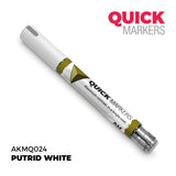 White marker with gold accents on a white background, featuring 'Quick Markers' branding.