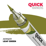 Leaf green marker with 'Quick Markers' branding on a white background