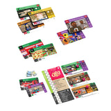 Collection of colorful game cards on a white background