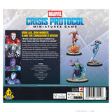 Marvel Crisis Protocol miniatures game packaging with character figures and text.