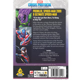 Marvel Crisis Protocol miniatures game packaging with Spider-Man figures and text.
