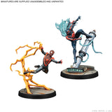 Two superhero figurines on stands with 'Chem-Man' and 'Spider-Man' branding.