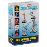 Marvel Crisis Protocol miniatures game packaging with superhero figures on a white background