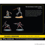 Star Wars miniatures packaging with four figures and text on a black background