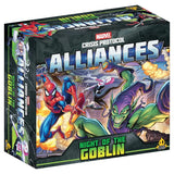 Marvel Crisis Protocol Alliances: Night of the Goblin board game box, featuring Spider-Man, the Green Goblin, and other Marvel characters on the front cover.