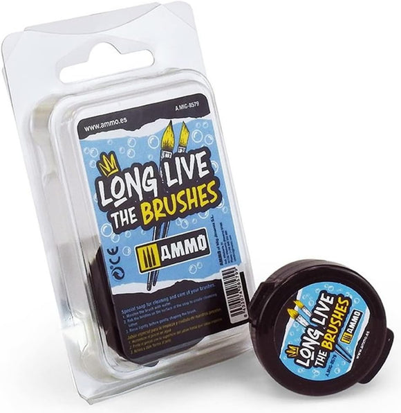 Packaged product with 'Long Live the Brushes' label on a white background