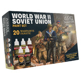 World War II Soviet Union paint set packaging with soldiers on a white background
