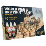 World War II British 8th Army paint set packaging with soldiers on a desert battlefield.