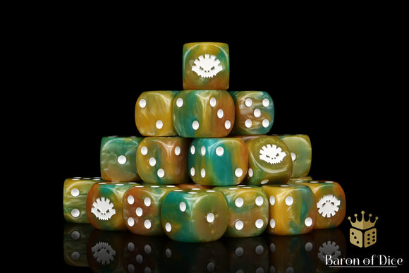 Baron of Dice: Aztec d6 Dice Sets Gold/Turquoise/White