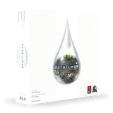 board game box with a teardrop on it with 'PETRICHOR' branding on a white background