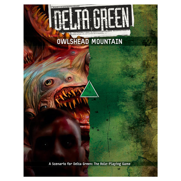Cover of 'Delta Green: Owlshead Mountain' scenario book for a role-playing game with a creature illustration.