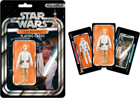 Star Wars Luke Skywalker playing cards packaging with cards displayed