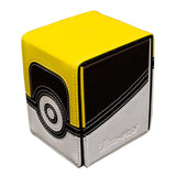 Yellow, black, and gray card holder with Ultra-Pro branding on a white background