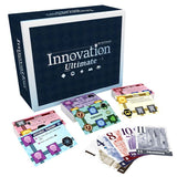 Board game box labeled 'Innovation Ultimate' with cards displayed in front on a white background