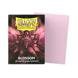 Dragon Shield Blossom pink card sleeves with packaging on a white background