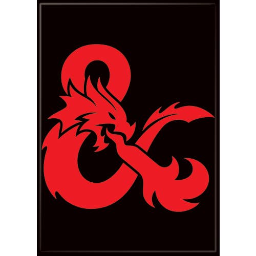 Red dragon logo with an ampersand on a black background
