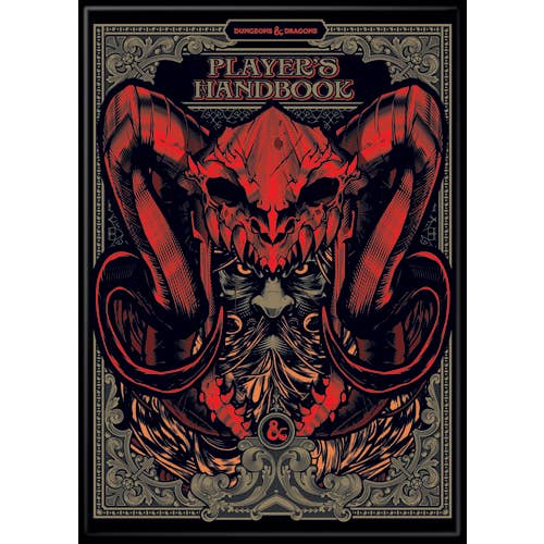 Cover of Dungeons & Dragons Player's Handbook with a red and black dragon design.