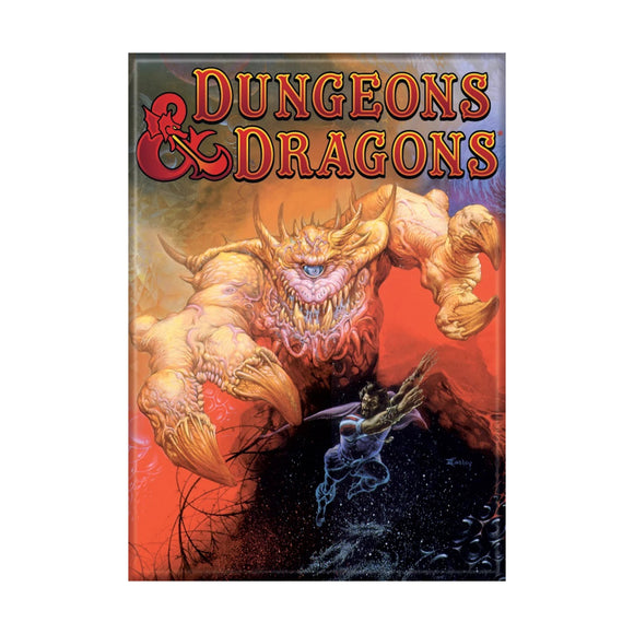 Dungeons & Dragons book cover with a dragon and creature on a white background