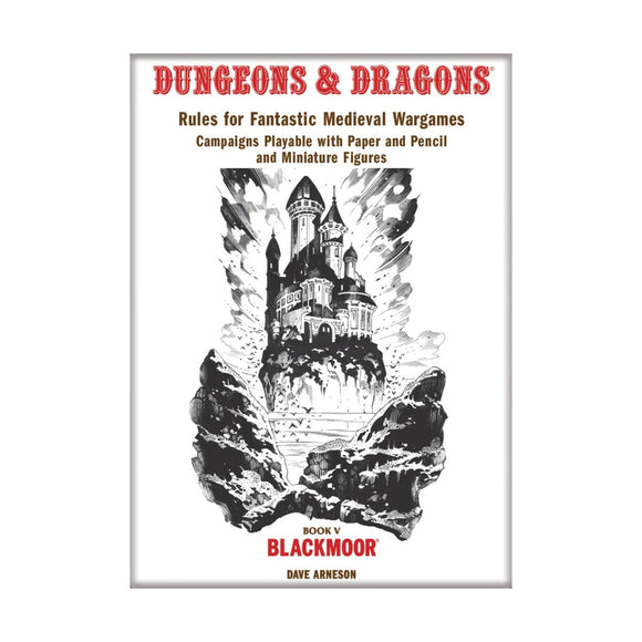 Dungeons & Dragons book cover with castle illustration and red text on a white background