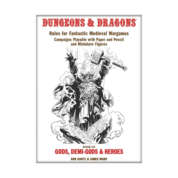 Dungeons & Dragons book cover with a warrior illustration and red text on a white background