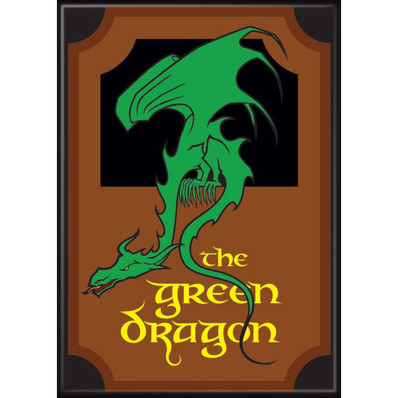 Green dragon illustration on a brown background with 'The Green Dragon' text.