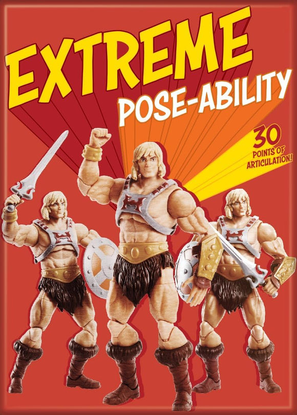 Action figure with 'Extreme Pose-Ability' text on a red background