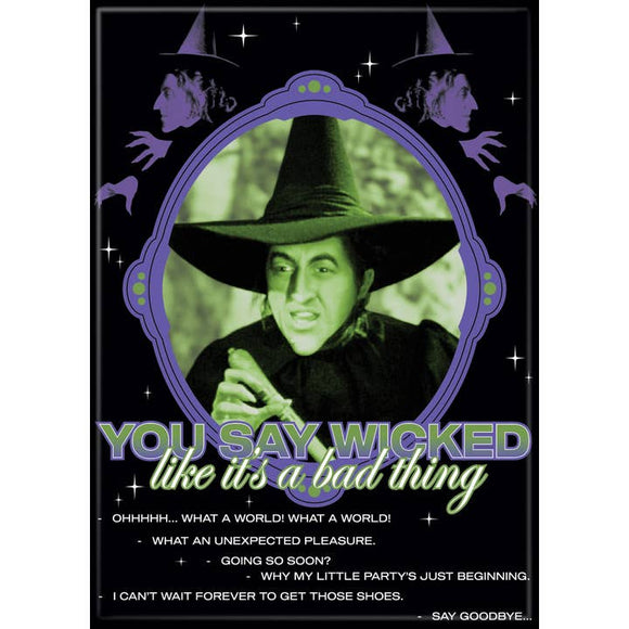 Vintage-style poster with a witch character and text, framed with decorative elements.
