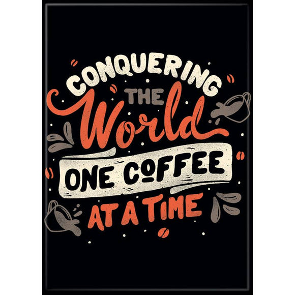 Poster with humorous coffee-themed text on a black background