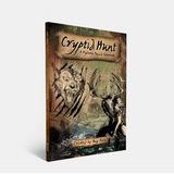 Book titled 'Cryptid Hunt' with mystical design on a white background
