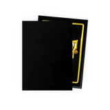 Black card sleeves with a yellow border and logo on a white background