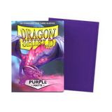 Dragon Shield purple card sleeves with packaging on a white background