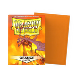 Dragon Shield card sleeves in orange with a dragon illustration on packaging