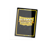 Dragon Shield card protector with gold text on a black background