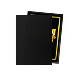 Black card sleeves with a yellow border and visible brand logo on a white background