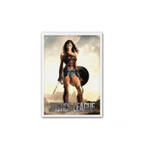 A vertical poster print featuring Wonder Woman from Justice League: War and Peace, displayed against a clean white background.