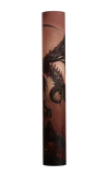 Tattoo sleeve with dragon design on a cylindrical cardboard tube against a white background