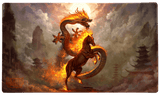Mythical creature with dragon and horse features in a fantasy landscape