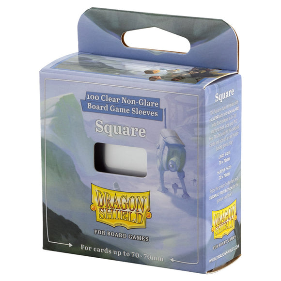 Dragon Shield board game sleeves packaging with clear window on a white background