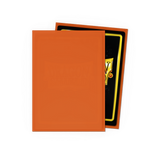 Orange card sleeves with a visible brand logo on a white background
