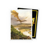 Card with a dragon illustration on a scenic landscape, featuring a visible brand logo.