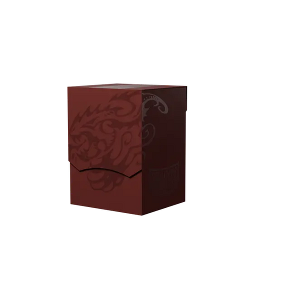 Red deck box with dragon design on a white background