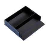 Black rectangular box with a lid on a white background