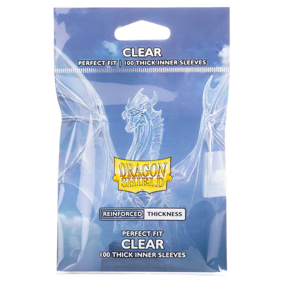 Dragon Shield clear card sleeves packaging with blue background