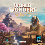 World Wonders game box with Egyptian sphinx and Japanese temple illustration