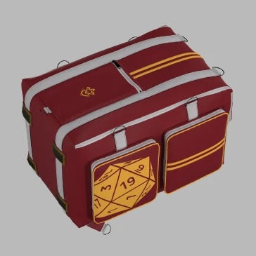 The Adventurer Board Game Bag: Fire & Blood with 20-Sided Die imprint