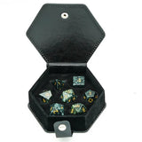 Algal Gemstone - Stone Engraved with Gold RPG Dice Set (7d)
