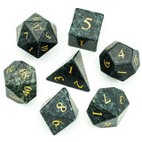 Algal Gemstone - Stone Engraved with Gold RPG Dice Set (7d)