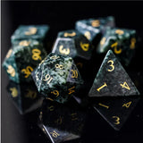 Algal Gemstone - Stone Engraved with Gold RPG Dice Set (7d)
