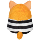 Plush toy with orange top, black and white striped middle, and orange tail on a white background