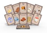 Set of baking ingredient cards on a white background